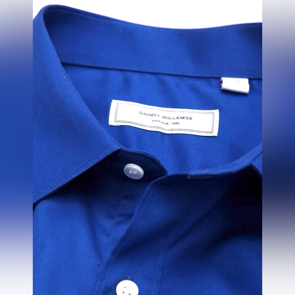 Klein Blue Premium Cotton Button-Up Shirt, Size S - Picture 3 of 4